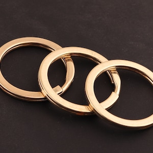 Anillos divididos chapados en oro de 1 pulgada (25 mm), anillos divididos planos redondos para llavero y llavero, llaveros planos, anillo de salto, hallazgo de llavero