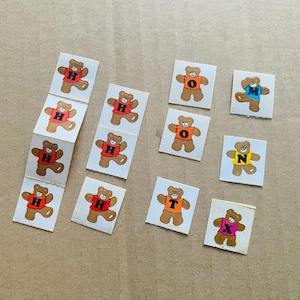 Lot* Vintage Cardesign Toots Alphabear partial mini teddy bear sticker lot cute collectible