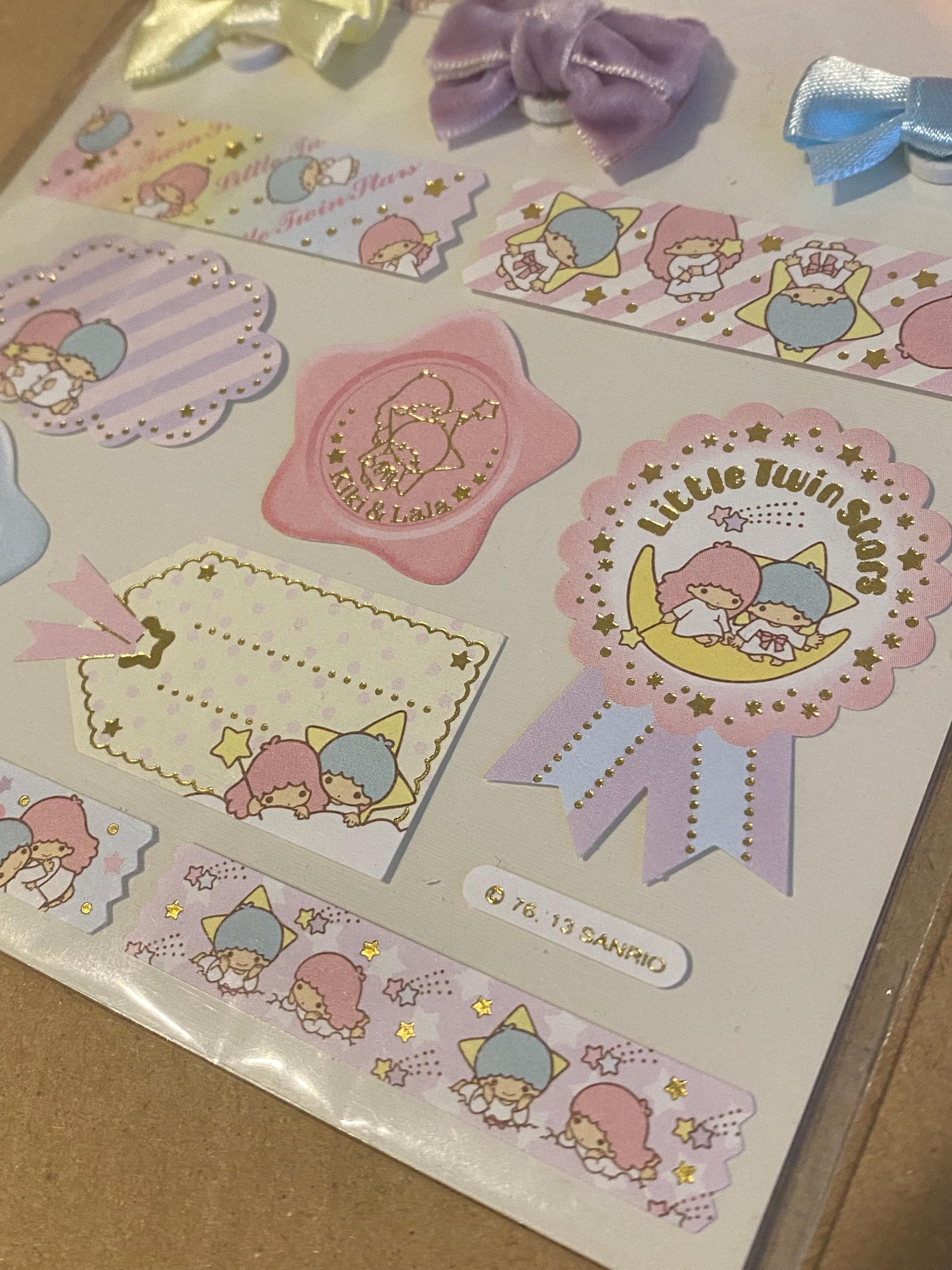 Lala Sticker Label Sanrio Kiki Lala LTS Little Twin Stars Label Stickers With Bows Cute ...