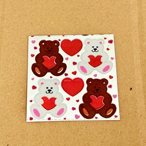 Vintage Sandylion mylar foil bears with hearts valentine bears