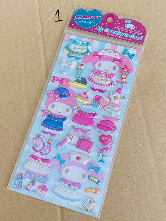Sanrio My Melody and Kuromi Dress up Puffy Stickers Cute Kawaii