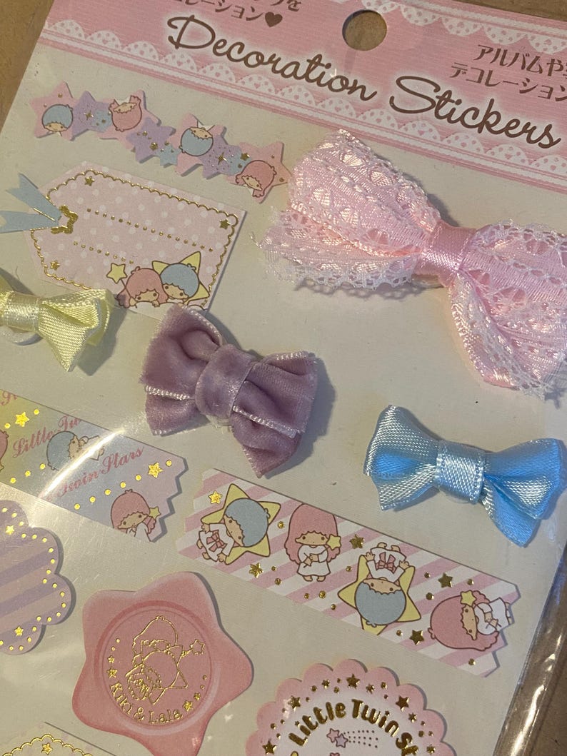 Lala Sticker Label Sanrio Kiki Lala LTS Little Twin Stars Label Stickers With Bows Cute ...