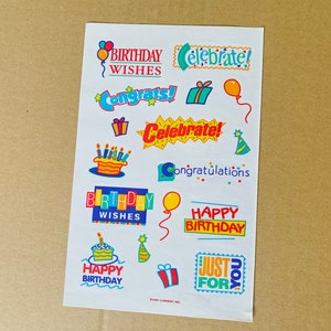 Vintage Current stickervel gelukkige verjaardagsberichten schattig verzamelobject