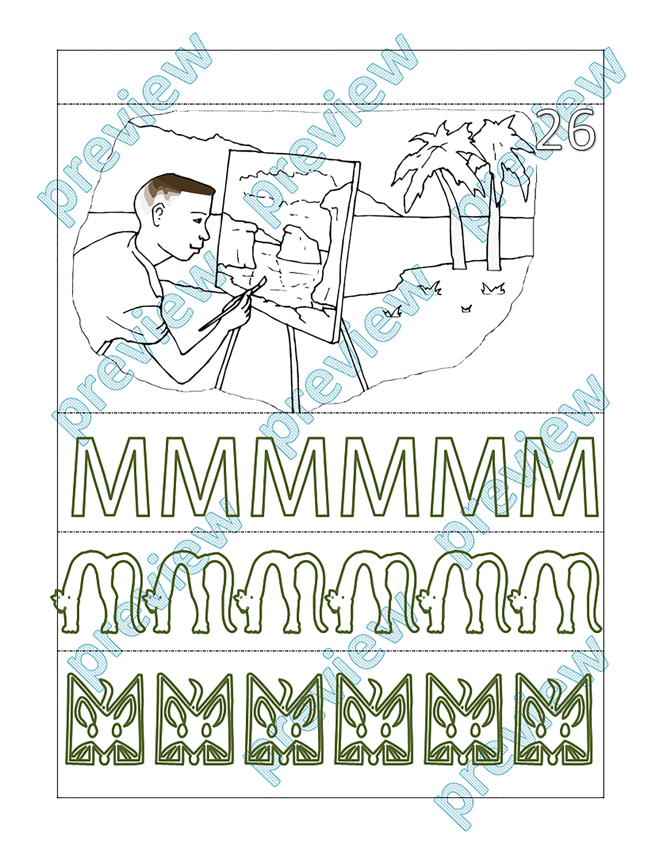 Artist coloring book for kids 58 coloring pages Digital | Etsy