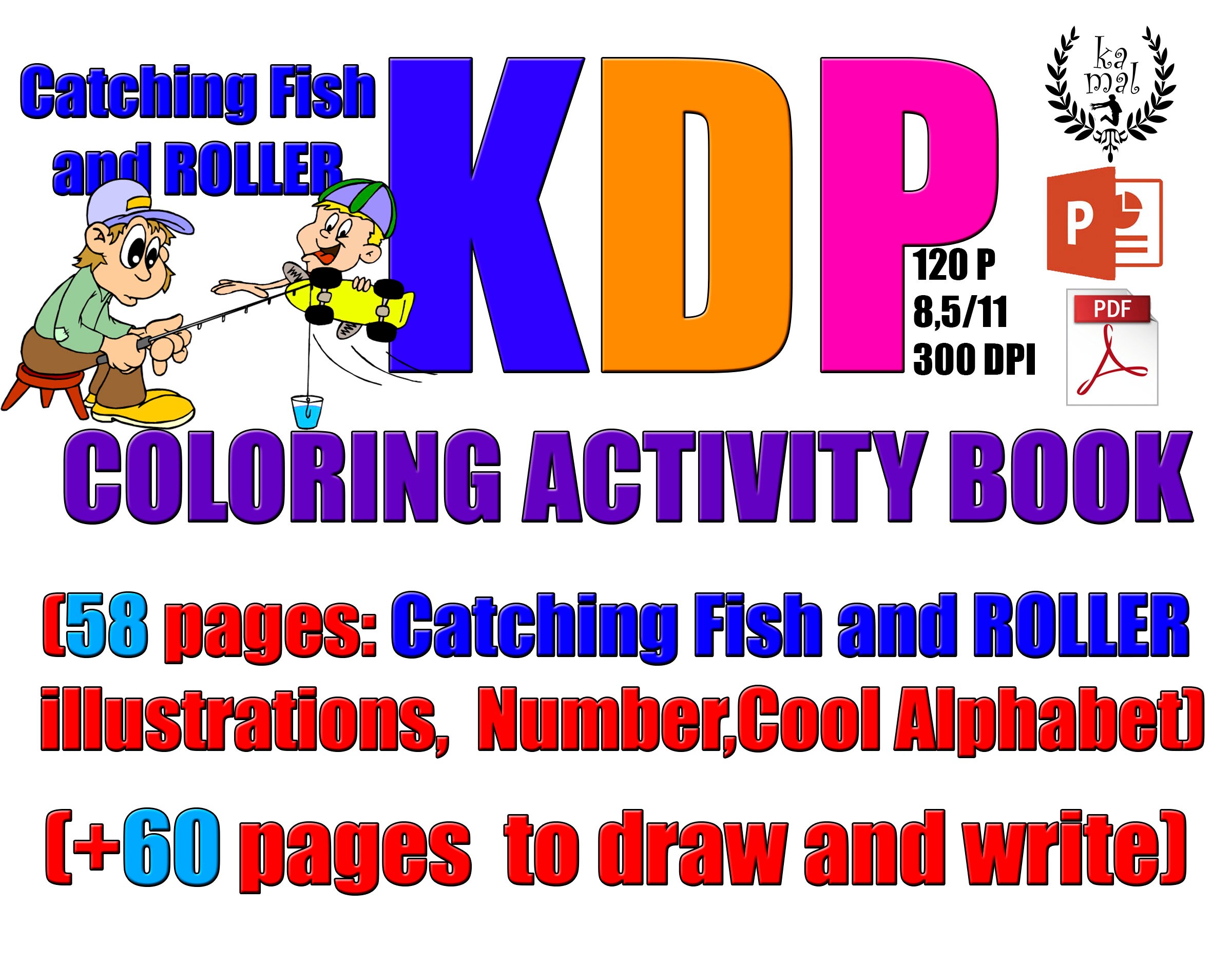 Download Kdp Catching Fish And Roller Coloring Activity Book Sheets Etsy