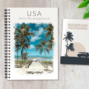 Reisetagebuch USA zum Gestalten + Bucket List | interaktives Tagebuch mit viel Abwechslung für Amerika | DIN A5 | Geschenkidee | Hawaii