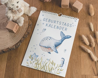 Birthday calendar for children "Underwater" | lovingly designed monthly calendar to hang up | Independent of the year - DIN A4 | Calmondo