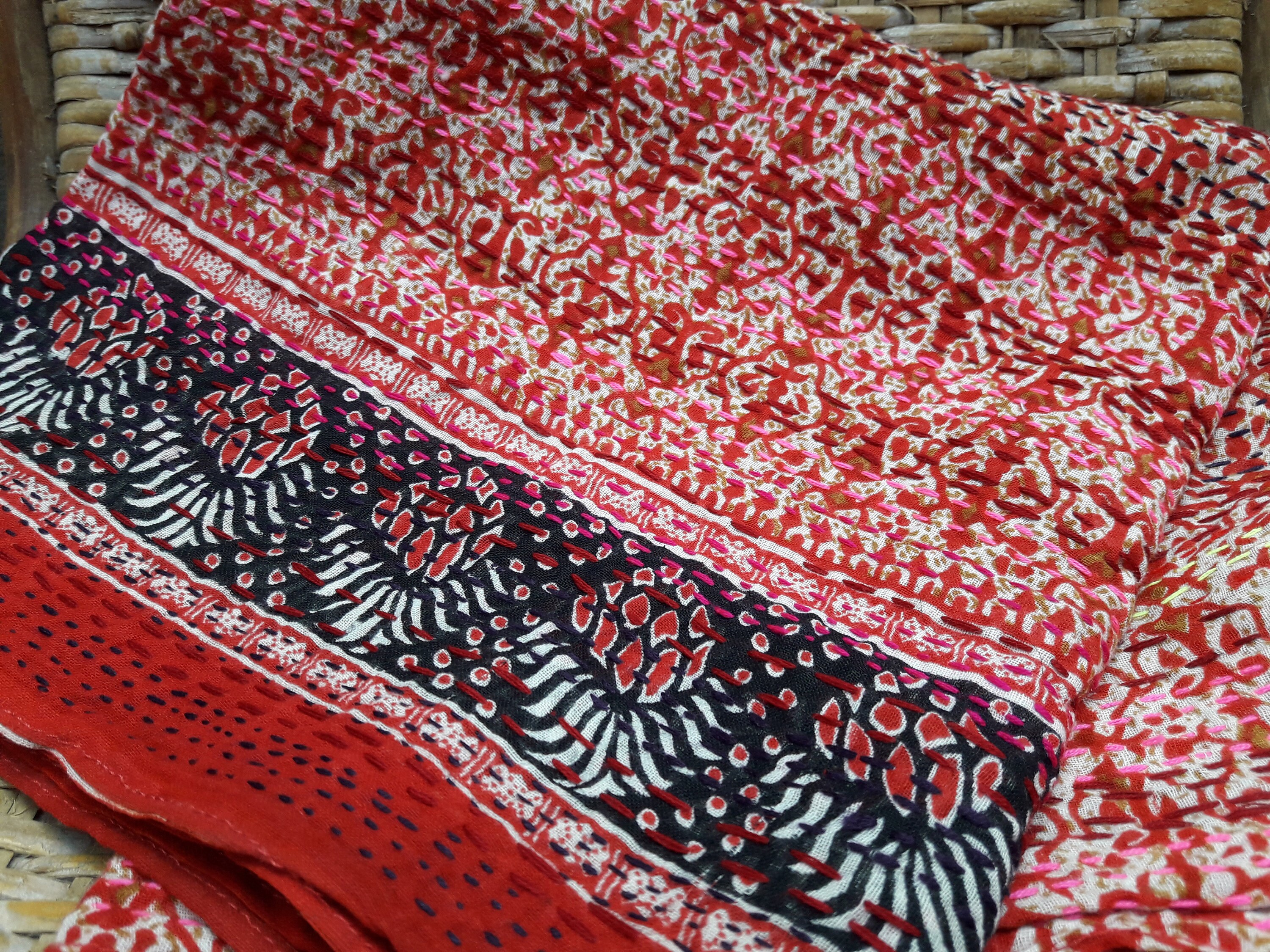 Kantha Shawl Cotton Handstitched Handmade Etsy