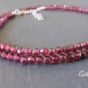 Garnet necklace with 14K goldfilled or sterling silver closure, garnet gemstone necklace, January birthstone