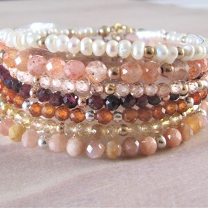 Gemstone stacking bracelets, 15% off if you take 3!! Gemstone bracelets in 14K gold filled or sterling silver, birthstones bracelets.