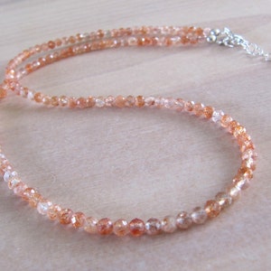 Sunstone necklace with 14K goldfilled or sterling silver closure, sparkling gemstone necklace. image 6