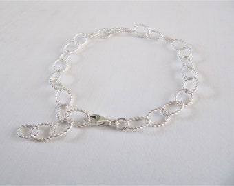 Sterling zilveren armband met grote schakels, massief sterling zilveren armband met gedraaide ronde schakels, cadeau voor haar.