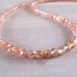 Sunstone necklace with 14K goldfilled or sterling silver closure, sparkling gemstone necklace. image 1
