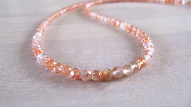 Sunstone necklace with 14K goldfilled or sterling silver closure, sparkling gemstone necklace. image 1