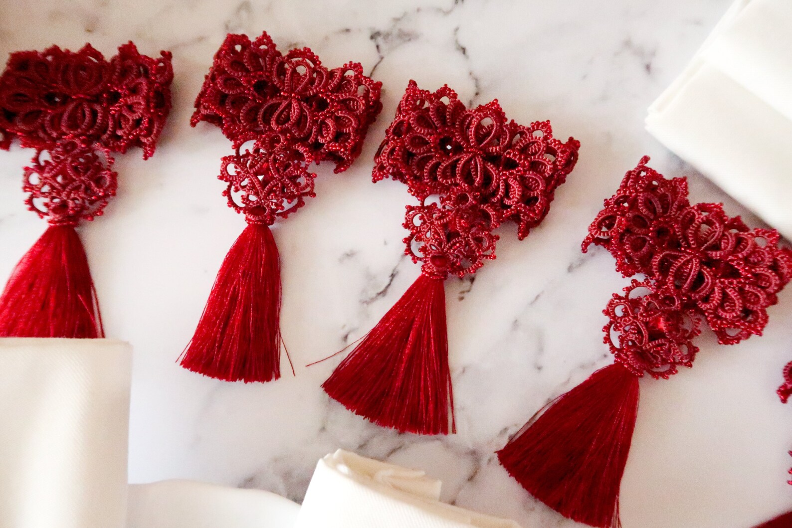 Red Napkin Holder Napkin Rings Tassel Napkin Holder Set of Etsy