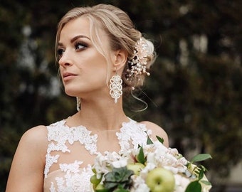 White Lace Earrings Boho Wedding Earrings Boho Earrings Wedding Earrings Prom Earrings Long Earrings White Earrings Lace Earrings