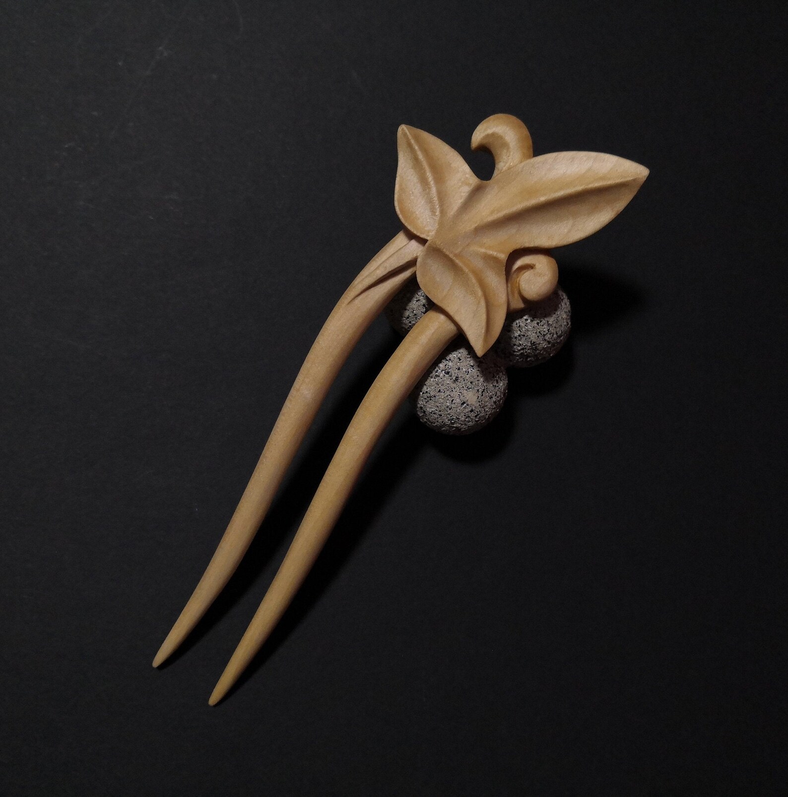 Wooden hair fork in the shape of a leaf. Maple hair fork with Etsy