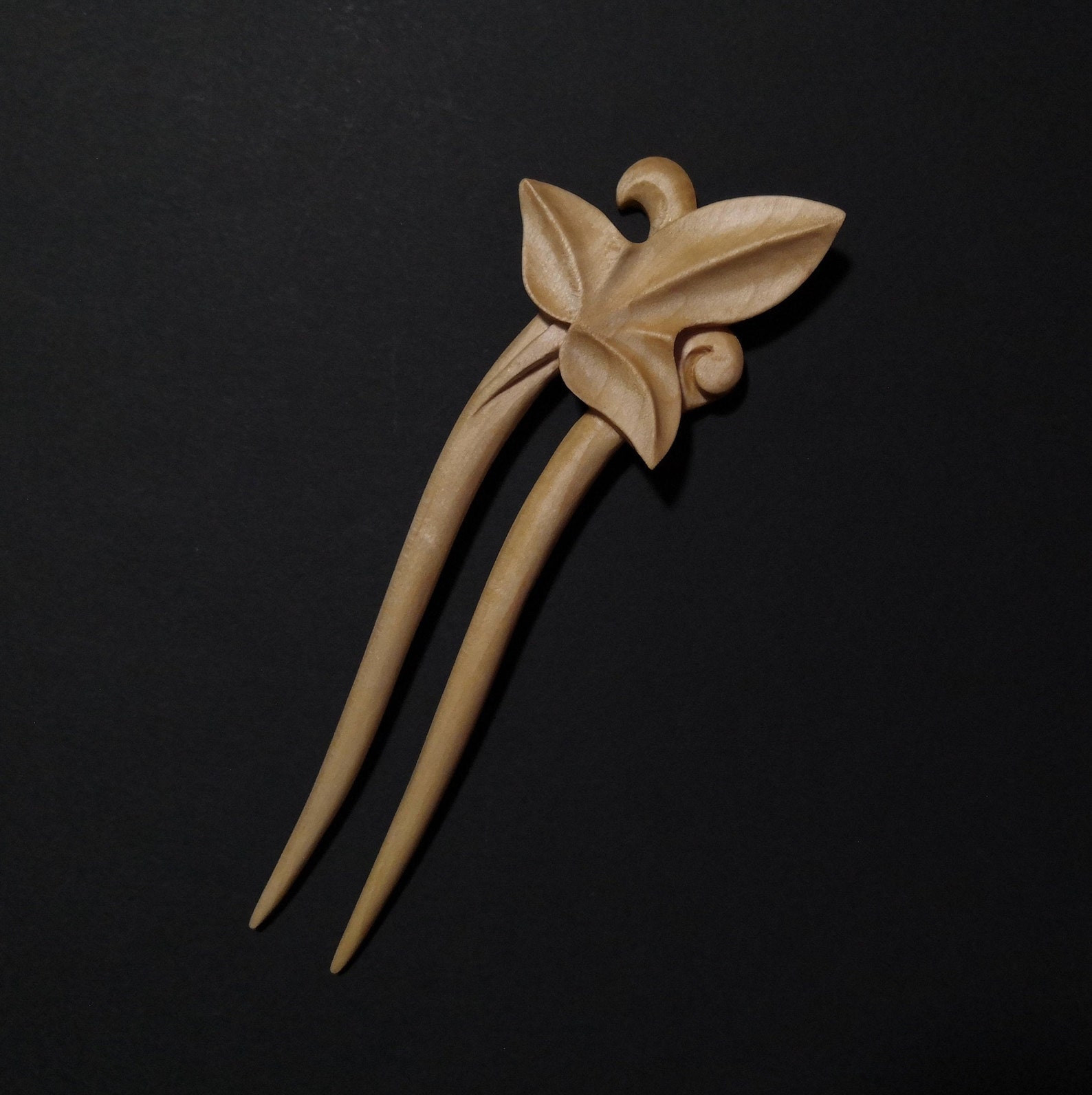Wooden hair fork in the shape of a leaf. Maple hair fork with Etsy