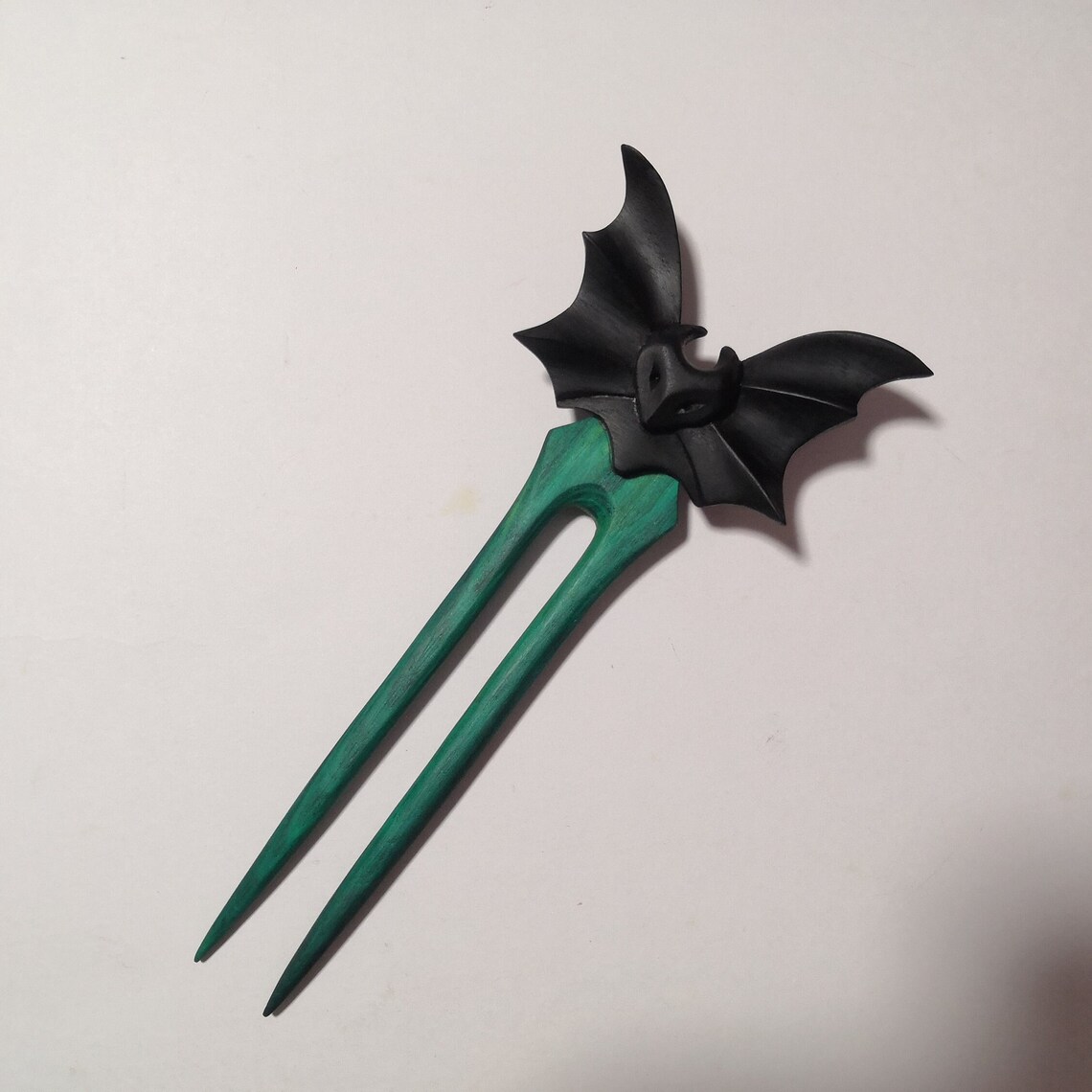 Bat hair fork. Two prong wooden hair fork. Hairpin for girls Etsy