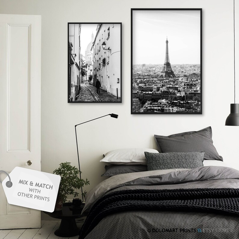 Paris Eiffel Tower Black and White Photography Print (Digital Download) image 5