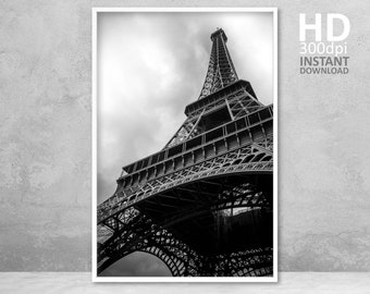 Eiffel Tower Black and White Print, Paris Art Print, Paris Travel Poster, Black And White Photography, Eiffel Tower Printable Poster, France