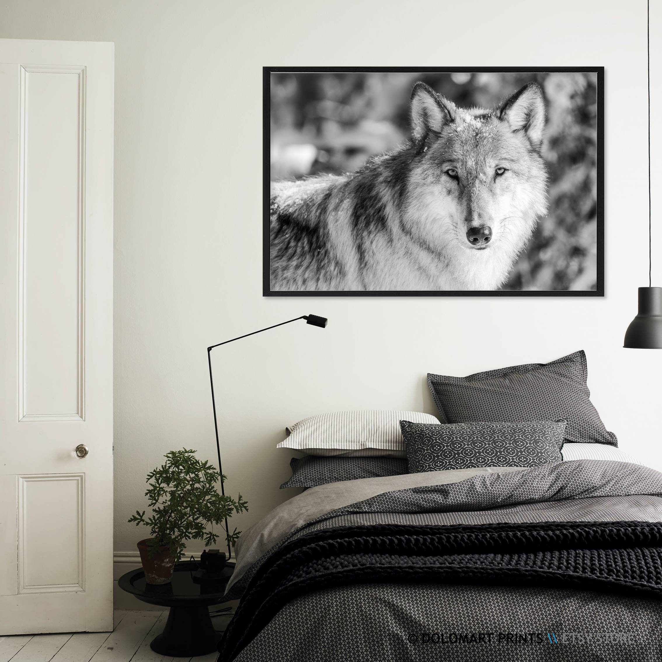 Black and White Wolf Wall Art Print Wilderness Photography Etsy.de