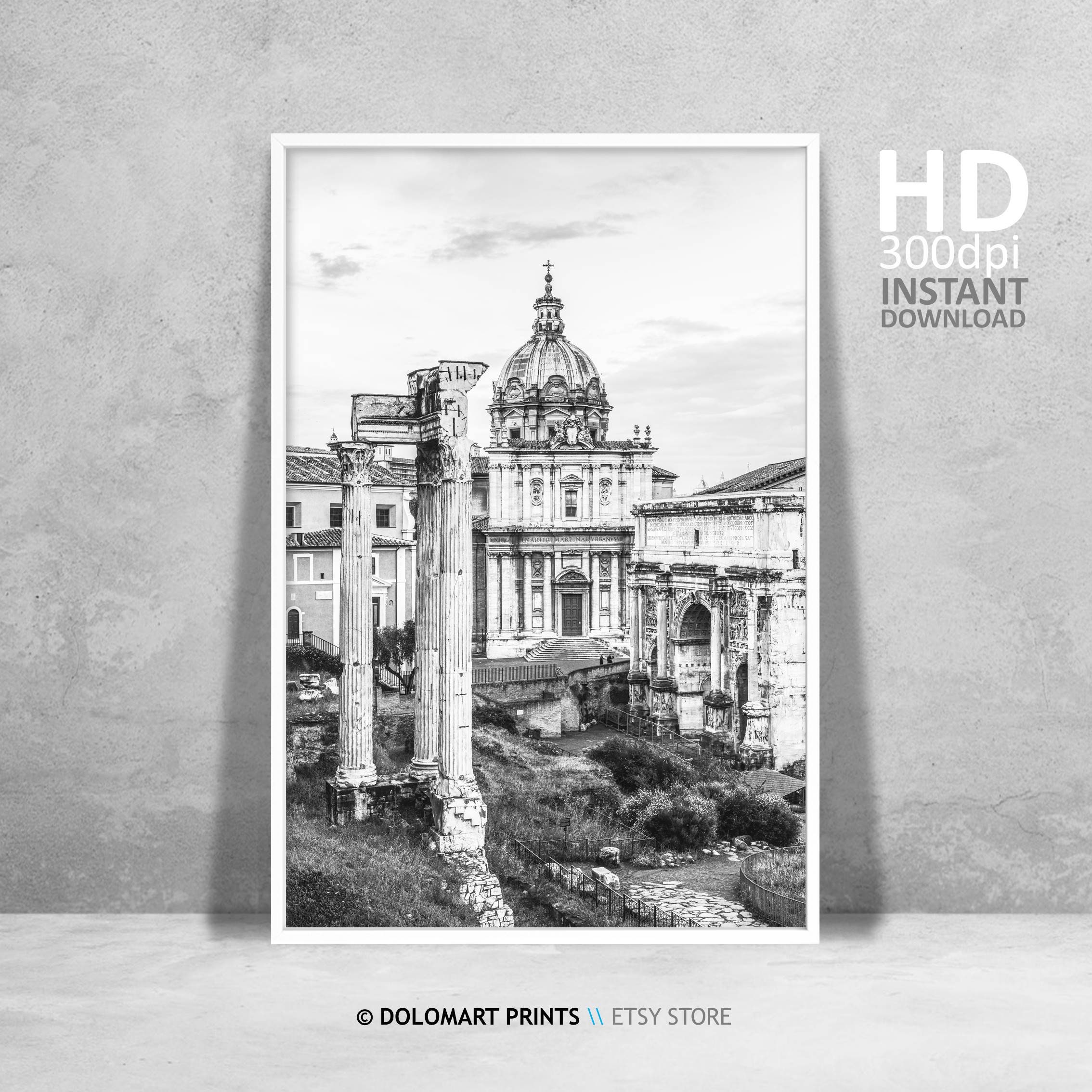 Rome Black and White Print Rome Italy Wall Art Architecture | Etsy