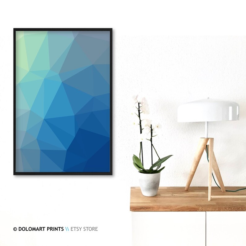 Contemporary Art Modern Geometric Wall Decor Blue Geometric Etsy