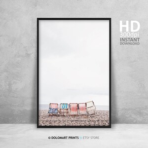 Retro Beach Chair Art Print, Coastal Living Room Decor (Digital Download) image 2
