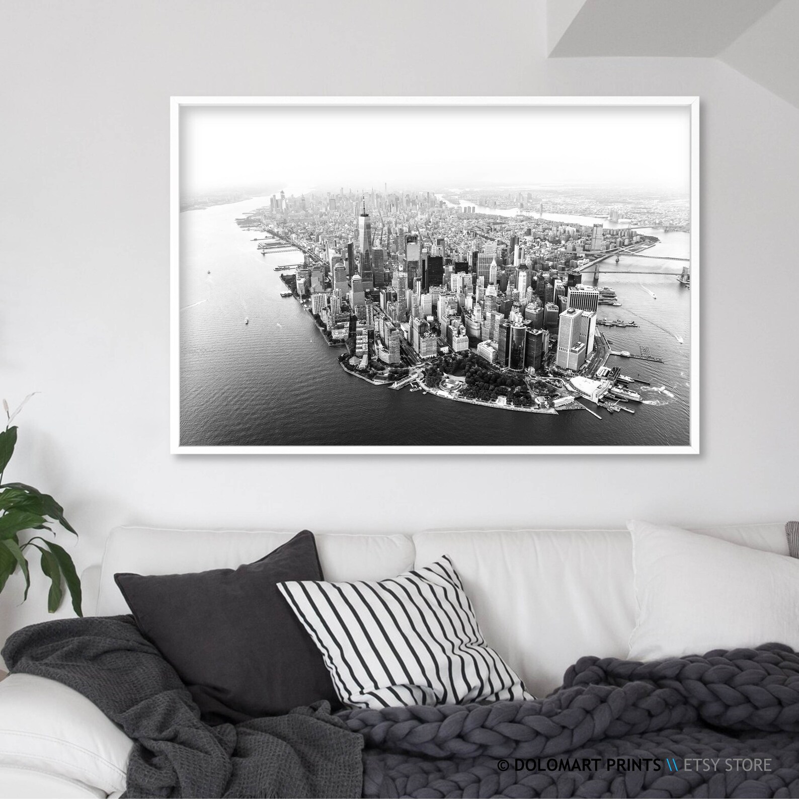 Aerial New York City Print, Black and White Manhattan Skyline (digital ...