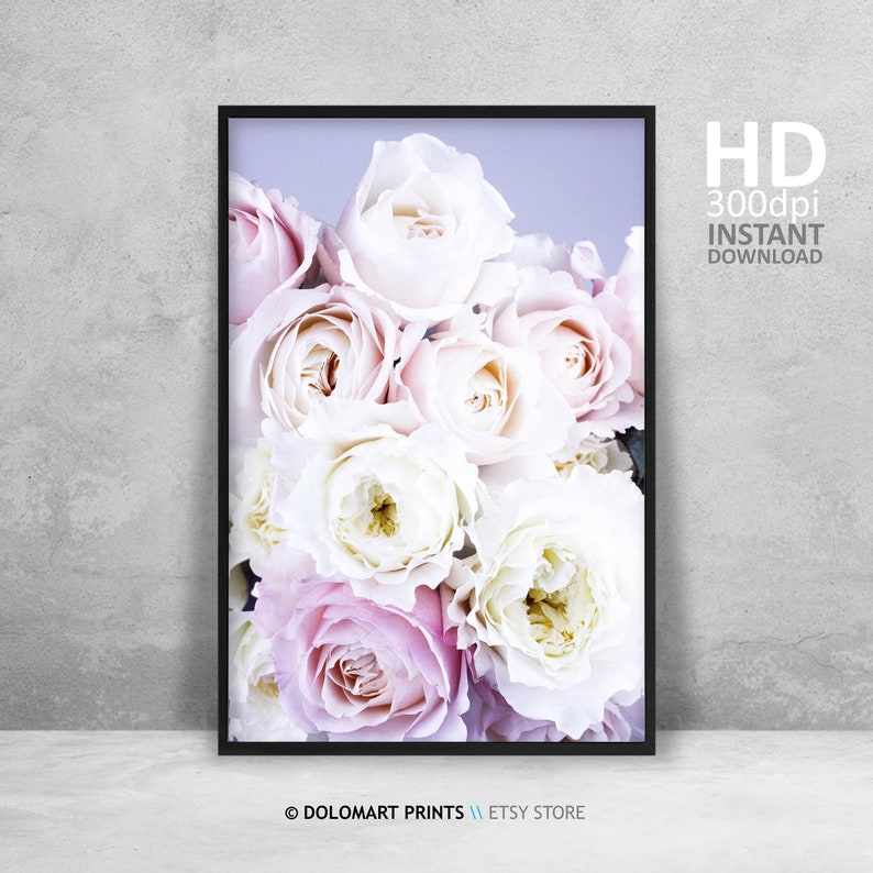 Pink Rose Peony Print Floral Printable Art Modern Flower | Etsy