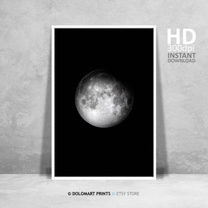 Moon Wall Art, Night Sky Print, Full Moon Photography, Astrology Poster, Digital Printable Wall Art, Boho Bohemian, Starts Celestial Decor