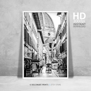 Black and White Florence Architecture Prints, Florence Photography Printable Wall Art Set, Italy Travel Poster, Living Room Decor Prints Set