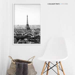 Paris Eiffel Tower Black and White Photography Print (Digital Download) image 4