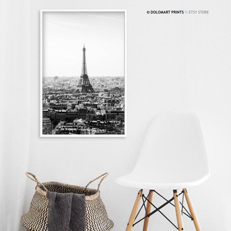 Paris Eiffel Tower Black and White Photography Print (Digital Download) image 4