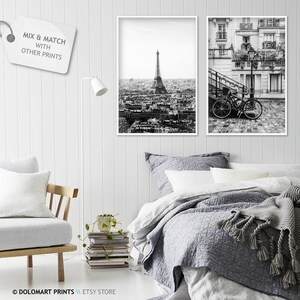 Paris Eiffel Tower Black and White Photography Print (Digital Download) image 6