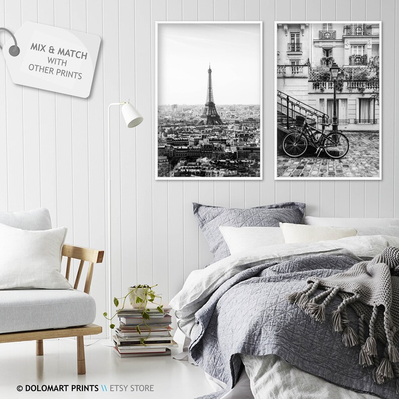 Paris Eiffel Tower Black and White Photography Print (Digital Download) image 6