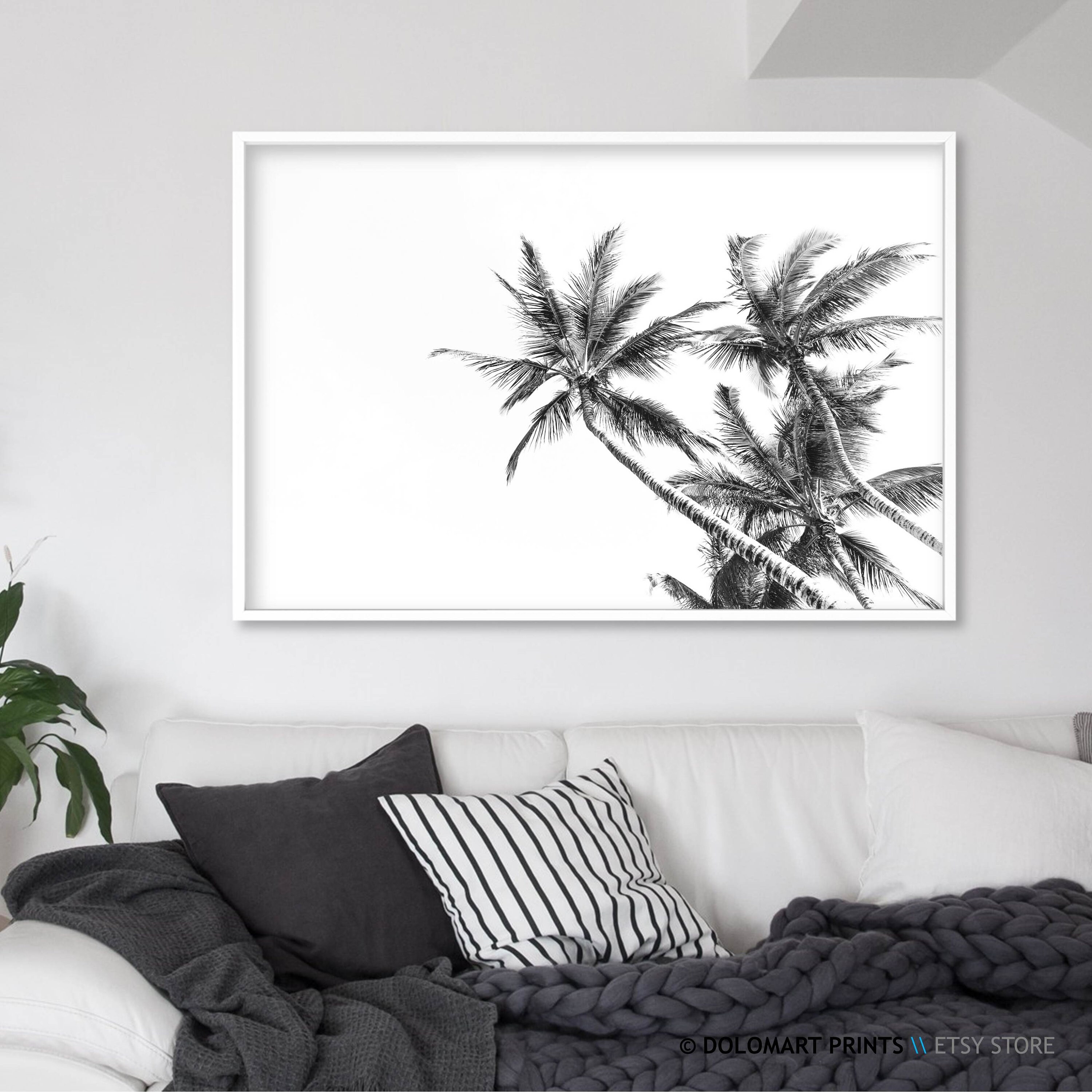 Palm Tree Print, Tropical Wall Art Decor, Black and White Palm Tree ...