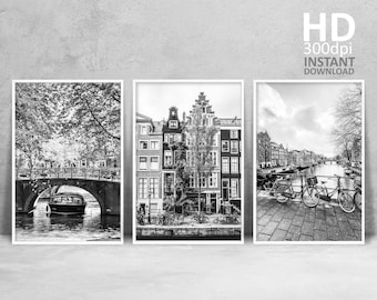 Amsterdam Architecture Prints Gallery, Black and White Photography (Digital Download)