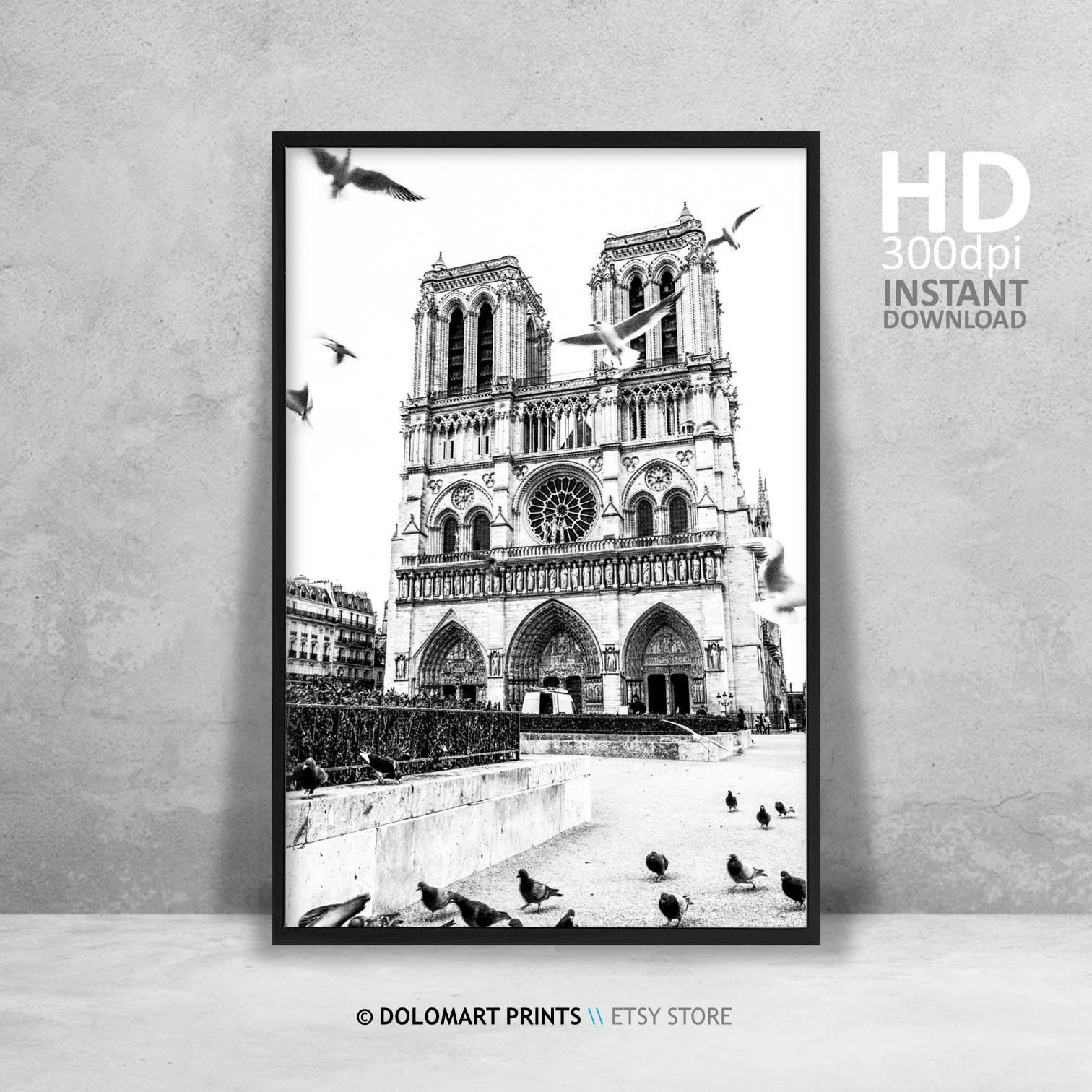Notre Dame Print Paris Architecture Photography Print Black | Etsy