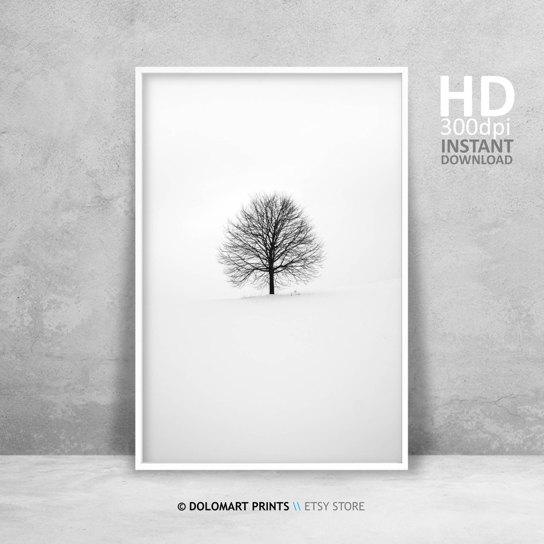 Black and White Print, Minimal Tree Printable, Winter Tree Photo ...
