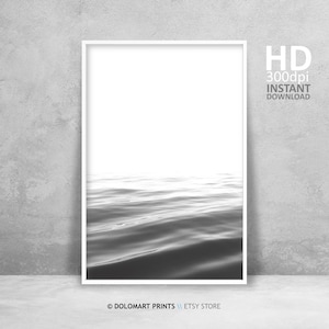 Minimalist Wall Art, Abstract Photography Print, Fine Art Photography, Ocean Water Print, Black and White Digital Print, Minimal Printable