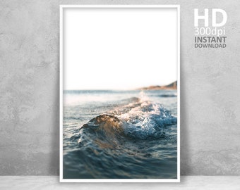 Minimalist Beach Wave Photography Print, Coastal Wall Art (Digital Download)