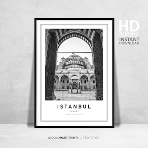 Istanbul Kunstdruck, Türkei Poster Kunstdruck, Türkei Istanbul Reiseplakat, Minimalistisches Dekorationsstück, Schwarzweiß-Koordinatenplakat