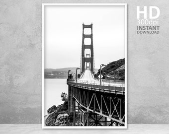 Golden Gate Bridge Print, San Francisco Print, Black And White Photography, San Francisco Photography, Golden Gate Bridge Poster, Wall Art