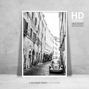Rome Street Phorography Print, Digital Download, Black And White Rome Poster, Black and White Photography, Rome Italy Printable Photo, Art