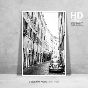 Stampa fotografica di strada di Roma, download digitale, poster di Roma in bianco e nero, fotografia in bianco e nero, foto stampabile di Roma, arte