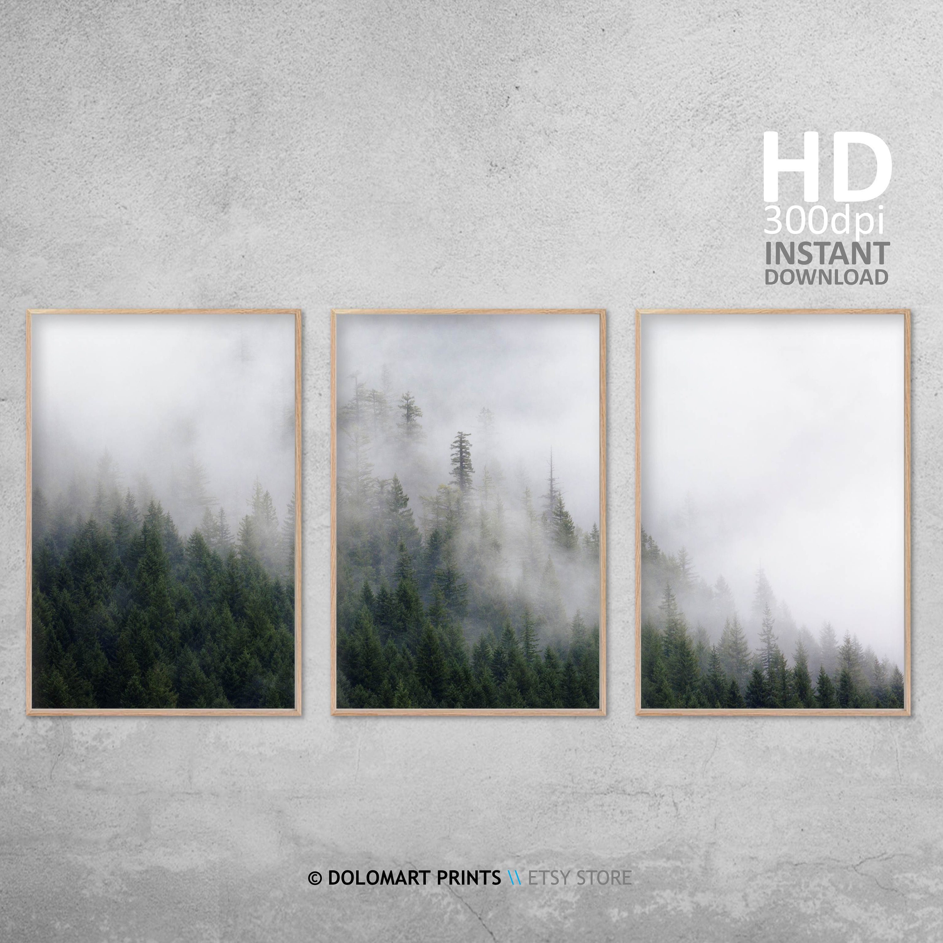 Modern Mountain Art Set of 3 Prints Forest Mountain Poster Art Etsy
