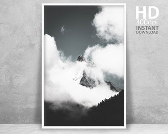 Matterhorn Mountain Print, Minimalist Photography, Contemporary Decor (Digital Download)