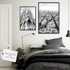Barcelonas silhuetttryck, svartvitt fotografi av Sagrada Familia (digital nedladdning) bild 6